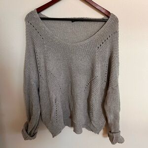 Off the shoulder grey knit sweater